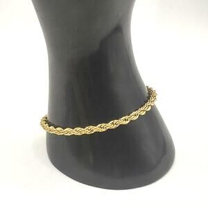 18k Gold Plated Diamond Cut Bracelet Chain Rope Jewelry VTG Fashion Birthday NEW